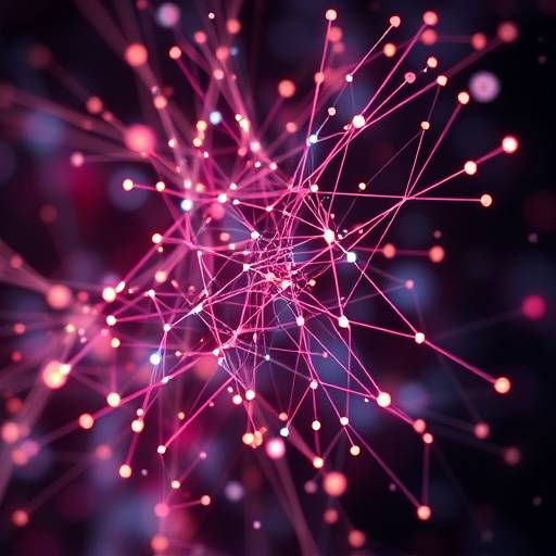 Image abstraite repr√©sentant un r√©seau de neurones et des connexions de donn√©es, symbolisant l'intelligence artificielle et le machine learning.